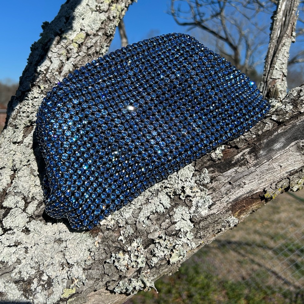 Midnight Blue Crystal Rhinestone Clutch – Glam Evening Statement Bag